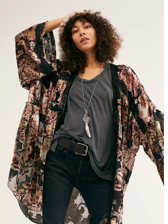 Free People Accessories - Free People Guest List Burnout Velvet Kimono Duster (Sold Out/Rare)